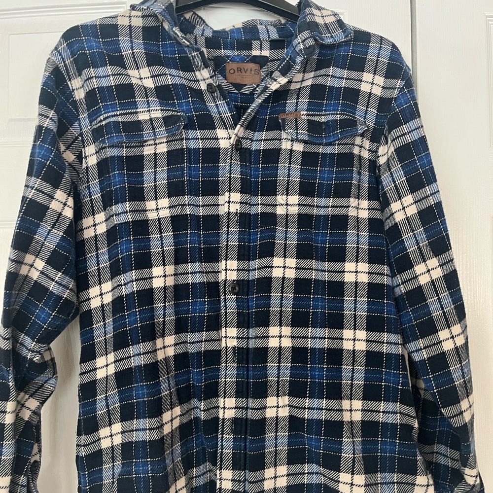 Orvis Navy and White Checkered Men's Flannel
